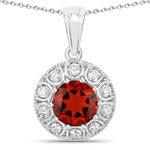 1.85 ct. tw. Madeira Citrine and Lab Grown Diamond Halo Pendant in .925 Sterling Silver