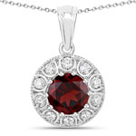 2.60 ct. tw. Mozambique Garnet and Lab Grown Diamond Halo Pendant in .925 Sterling Silver