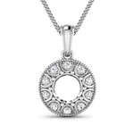 0.30 ctw. Genuine White Diamond Semi-Mounting Halo Pendant in 14K White Gold - holds 8.00mm Round Gemstone