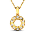0.30 ctw. Genuine White Diamond Semi-Mounting Halo Pendant in 14K Yellow Gold - holds 8.00mm Round Gemstone