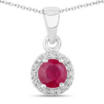 0.65 ct. tw. Mozambique Ruby and Lab Grown Diamond Halo Pendant in .925 Sterling Silver