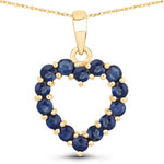 QP13568BSAPH-10KY 0.64 ct. tw. Genuine Blue Sapphire Heart Shape Pendant in 10K Yellow Gold