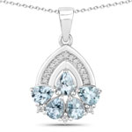 1.22 ct. tw. Aquamarine and Lab Grown Diamond Statement Pendant in .925 Sterling Silver