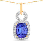 2.23 ct. tw. Tanzanite and White Diamond Statement Pendant in 14K Yellow Gold