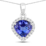 QP19004TANWD-14KW 2.53 ct. tw. Tanzanite and White Diamond Heart Shape Pendant in 14K White Gold