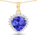 QP19005TANWD-14KY 2.66 ct. tw. Tanzanite and White Diamond Heart Shape Pendant in 14K Yellow Gold
