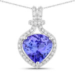 QP19007TANWD-14KW 2.63 ct. tw. Tanzanite and White Diamond Heart Shape Pendant in 14K White Gold