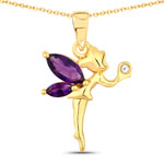 0.70 ct. tw. Amethyst and White Topaz Fairy Pendant In Sterling Silver