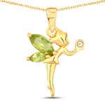 0.65 ct. tw. Peridot and White Topaz Fairy Pendant In Sterling Silver