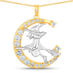 QP19608BTWT-SS18KY 1.33 ct. tw. Blue Topaz and White Topaz Witch Flying Pendant In Sterling Silver