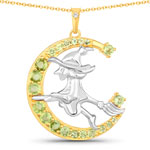 QP19608PWT-SS18KY 1.12 ct. tw. Peridot and White Topaz Witch Flying Pendant In Sterling Silver