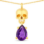 0.68 ct. tw. Amethyst Skull Pendant In Sterling Silver