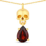 0.79 ct. tw. Garnet Skull Pendant In Sterling Silver