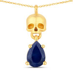 0.85 ct. tw. Blue Sapphire Skull Pendant In Sterling Silver