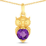 0.73 ct. tw. Amethyst Owl Pendant In Sterling Silver
