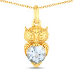 1.05 ct. tw. Blue Topaz Owl Pendant In Sterling Silver