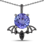 0.96 ct. tw. Tanzanite and Black Spinel Bat Pendant In Sterling Silver