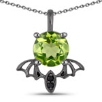 0.81 ct. tw. Peridot and Black Spinel Bat Pendant In Sterling Silver