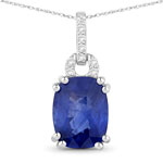 2.05 ct. tw.Ceylon Blue Sapphire and White Diamond Slide Pendant in 18K White Gold