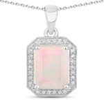 1.39 ct. tw. Ethiopian Opal and Lab Grown Diamond Halo Pendant in .925 Sterling Silver
