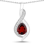 1.92 ct. tw. Mozambique Garnet and Lab Grown Diamond Crossover Pendant in .925 Sterling Silver