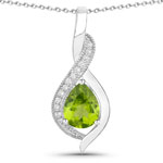 1.58 ct. tw. Peridot and Lab Grown Diamond Crossover Pendant in .925 Sterling Silver