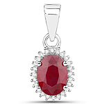 0.99 ctw. Genuine Ruby and 0.07 ctw. White Diamond Halo Pendant in 14K White Gold