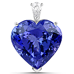 QP9733TANWD-18KW 34.94 ctw. Genuine Tanzanite and 0.33 ctw. White Diamond Heart Shape Pendant in 18K White Gold