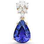 QP9802TANWD-18KY 11.10 ctw. Genuine Tanzanite and 0.69 ctw. White Diamond Cocktail Pendant in 18K Yellow Gold