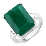 8.94 ct. tw. Dyed Emerald Solitaire Ring In Sterling Silver
