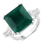 7.95 ct. tw. Dyed Emerald And White Topaz 3 stone Ring In Sterling Silver