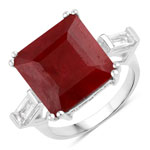 10.60 ct. tw. Dyed Ruby And White Topaz 3 stone Ring In Sterling Silver
