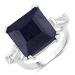 11.60 ct. tw. Dyed Sapphire And White Topaz 3 stone Ring In Sterling Silver