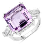 8.30 ct. tw. Genuine Pink Amethyst And White Topaz 3 stone Ring In Sterling Silver