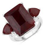 13.82 ct. tw. Dyed Ruby 3 stone Ring In Sterling Silver