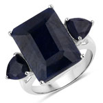 15.12 ct. tw. Dyed Sapphire 3 stone Ring In Sterling Silver