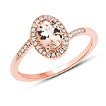 0.70 ctw. Genuine Morganite and 0.10 ctw. White Diamond Bridge Ring in 14K Rose Gold