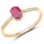 QR18930RWD-14KY 0.52 ctw. Genuine Ruby and 0.05 ctw. White Diamond Solitaire Ring in QR24434BRWD-14KY