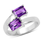 2.00 ct. tw. Genuine Amethyst Ring In Sterling Silver