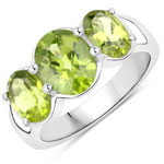 3.36 Carat Genuine Peridot .925 Sterling Silver Ring