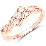 0.20 ctw. Genuine Morganite and 0.05 ctw. White Diamond 3-Stone Ring in 18K Rose Gold