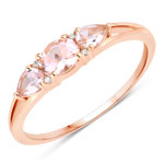0.51 ctw. Genuine Morganite and 0.01 ctw. White Diamond 3-Stone Ring in 14K Rose Gold