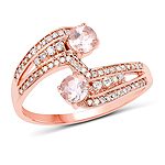 0.50 ctw. Genuine Morganite and 0.21 ctw. White Diamond Bypass Ring in 14K Rose Gold