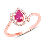 QR20324RWD-14KR 0.50 ctw. Genuine Ruby and 0.11 ctw. White Diamond Bypass Ring in 14K Rose Gold