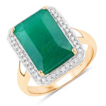5.71 ct. tw. Dyed Emerald and White Diamond Halo Ring in 14K Yellow Gold