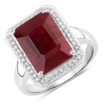 6.93 ct. tw. Dyed Ruby And White Diamond Halo Ring In Sterling Silver