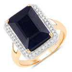 7.31 ct. tw. Dyed Sapphire and White Diamond Halo Ring in 14K Yellow Gold