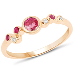 QR20569RWD-14KY 0.36 ctw. Genuine Ruby and 0.05 ctw. White Diamond Bridal Ring in 14K Yellow Gold