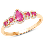 QR20593RWD-14KY 0.40 ctw. Genuine Ruby and 0.16 ctw. White Diamond 5-Stone Ring in 14K Yellow Gold