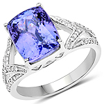 QR21562TANWD-14KW 5.79 ctw. Genuine Tanzanite and 0.35 ctw. White Diamond Cocktail Ring in 14K White Gold